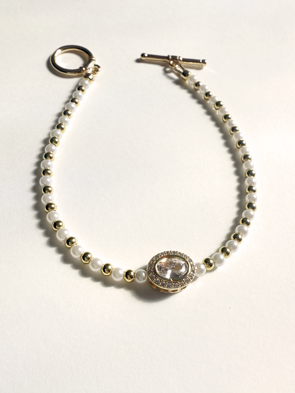 Mother of Pearl with White Topaz Bracelet